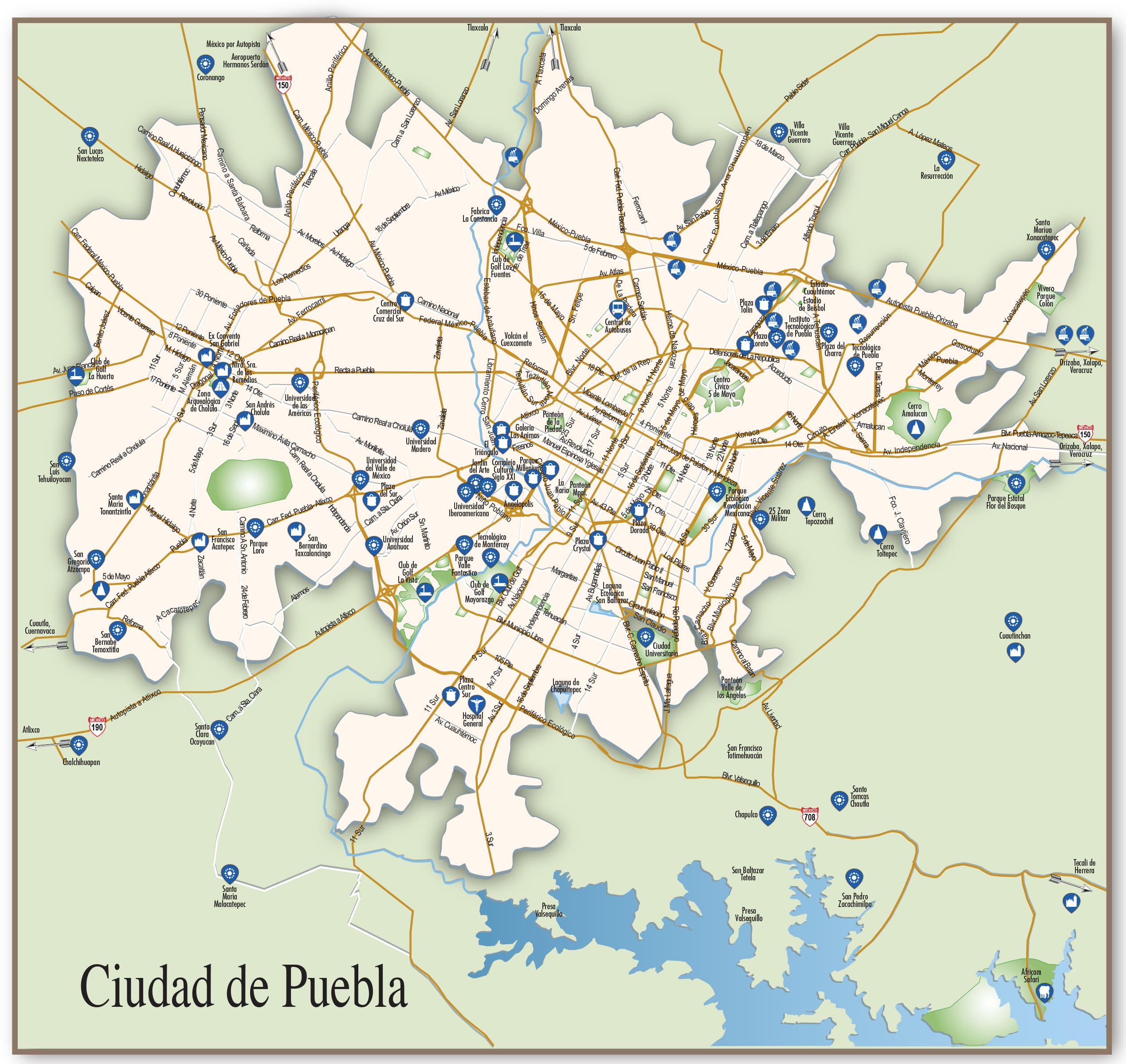Mapa de la Ciudad de Puebla